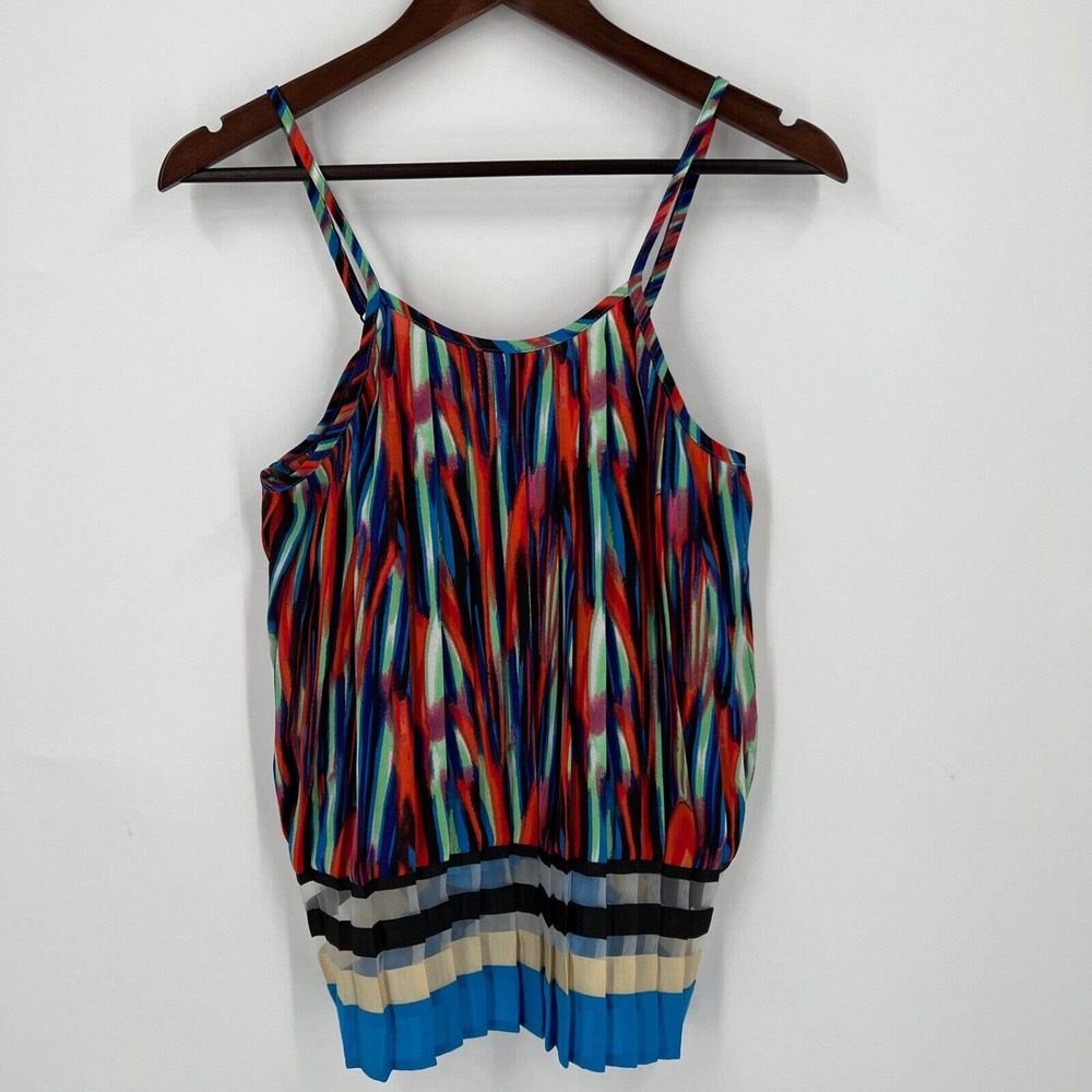Jealous Tomato Pleated Stripe Sheer Tank Top Anthropologie Small